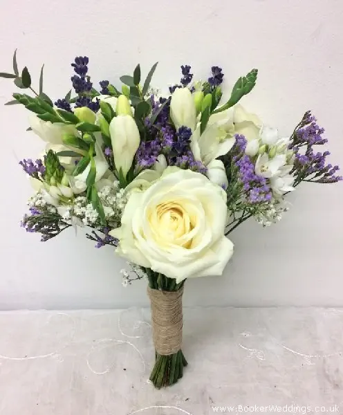 Rustic Wedding Bridesmaid Wild Flowers With Roses Freesia Chinnies Lavender and Gyp