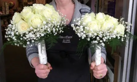 Rose and Gyp Bride and Bridesmaid Bouquet - Side