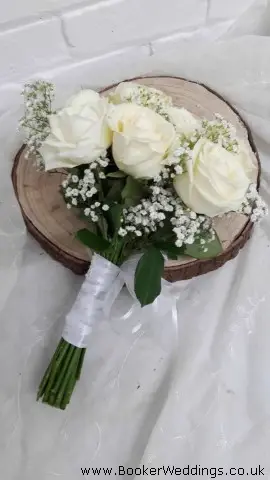 Bridesmaid Handtied Bouquet of White Roses and Gyp