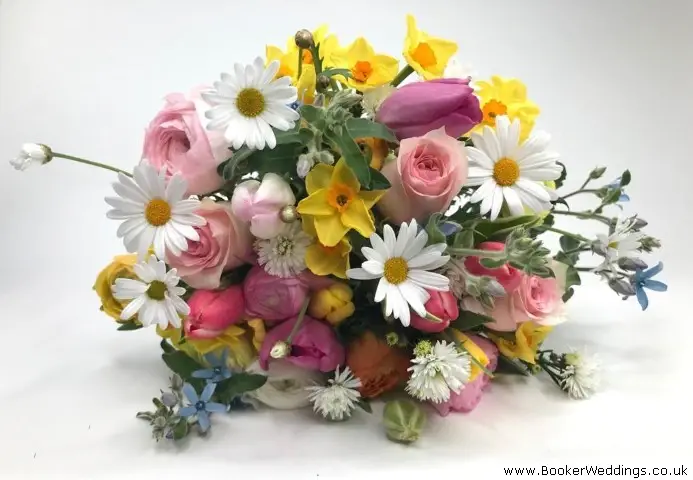 Bride Spring Handtied of Tulips Daffodils Daisy