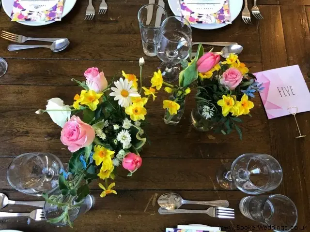 Colourful Spring Flowers on Tables at Oh Me Oh My