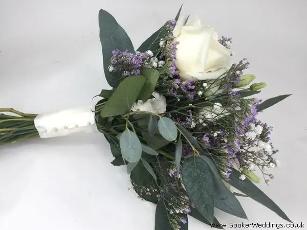 Bridesmaid Hand Tied Bouquet White and Lilac Wild Wedding