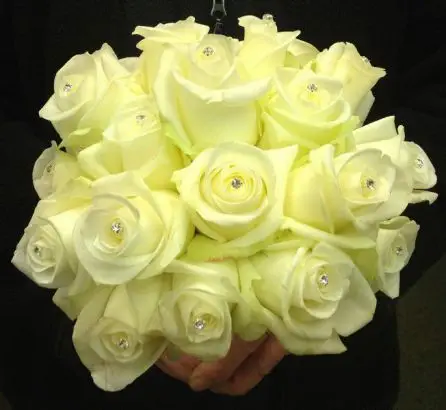 Brides Bouquet of Akito Roses and Diamantes