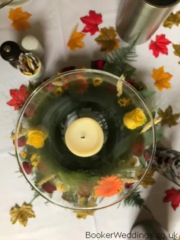 Autumn Wreath Table Flowers at The Bluecoat