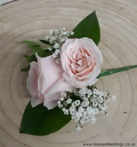 Groom Buttonhole of Roses and Gypsy Grass