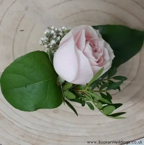 Pink Rose Buttonhole with Gyp