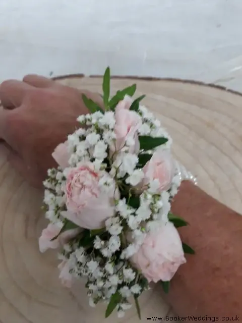 Wrist Corsage in Pink and White