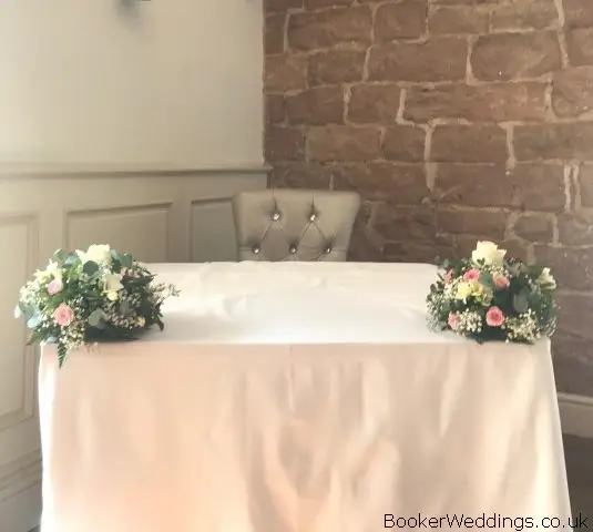 Registrar Table Pink and White Posies