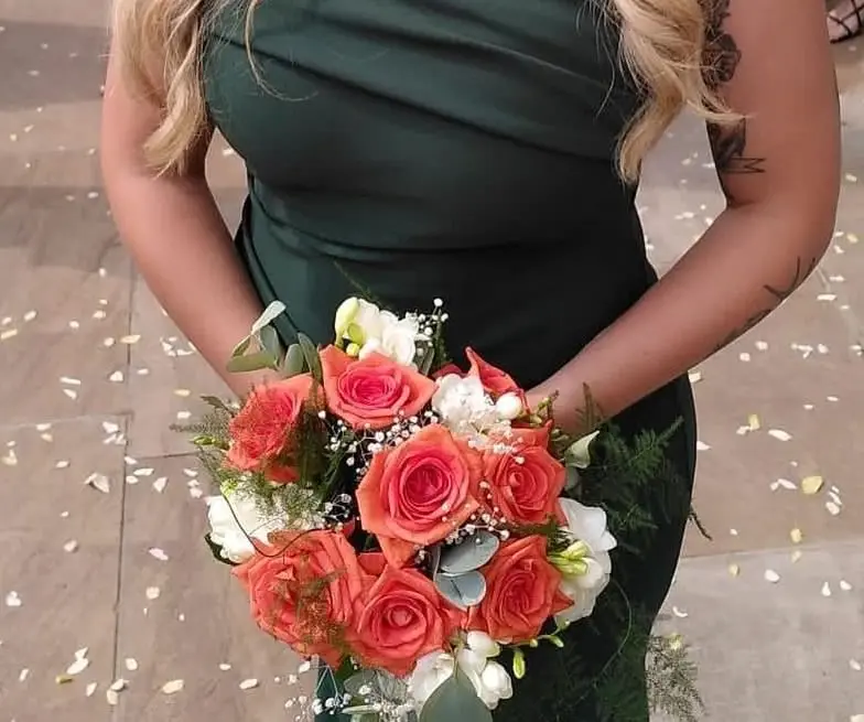 Bridesmaid Bouquet In Orange And White