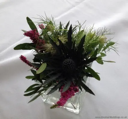 Heather and Astrantia English Garden Just Picked Table Centrepiece at The Hope Street Hotel, Liverpool