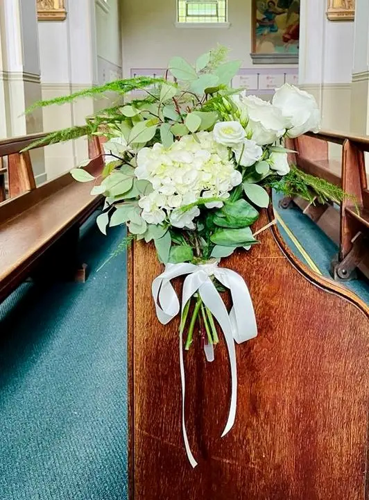 Classic White Floral Pew Ends