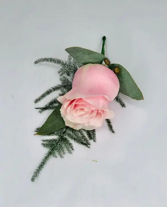 Pink Rose and Pretty Foliage Groomsmen Buttonhole