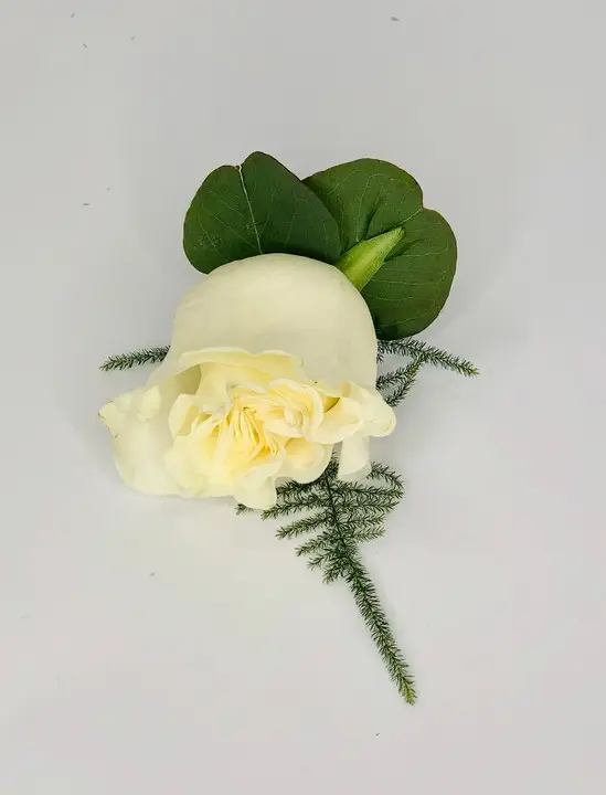 Simple White Rose Buttonhole for Groomsmen