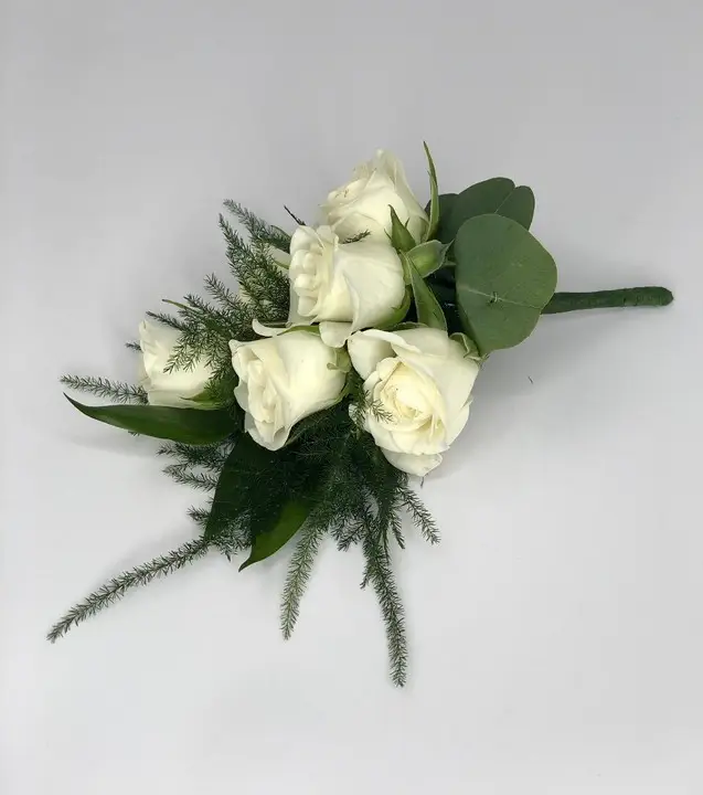 Traditional Pin Corsage with White Spray Roses