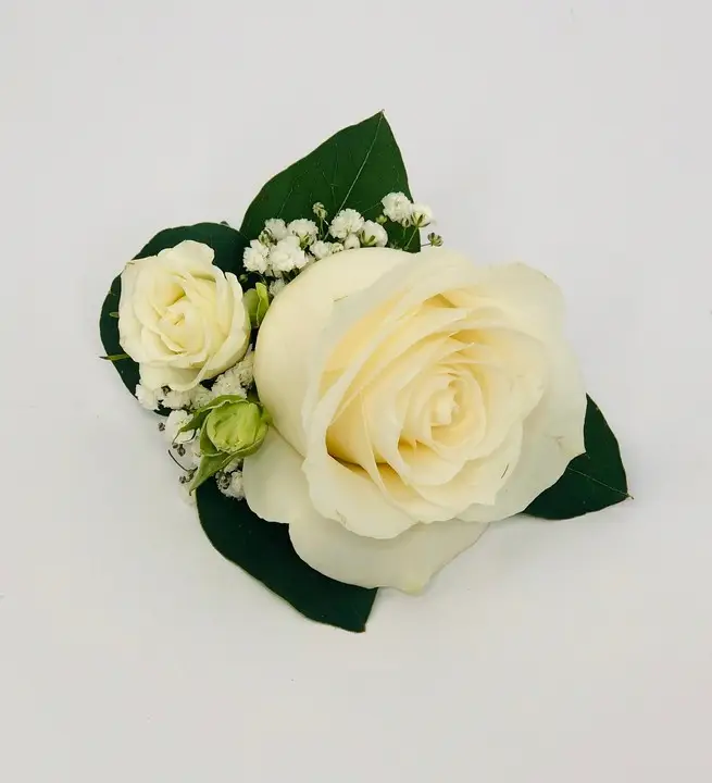 White Rose and Gyp Grooms Buttonhole