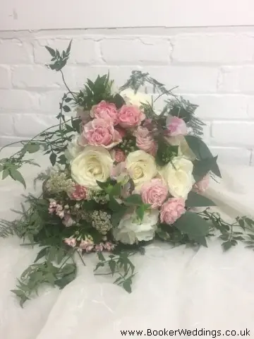 Bride Handtied Wild Bouquet in Pink and White
