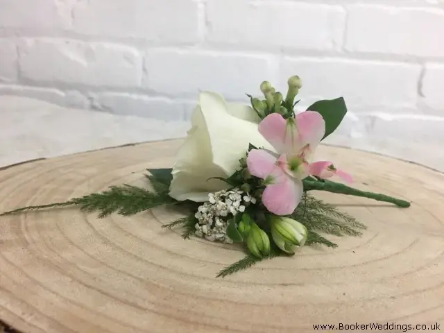 Groom Fancy Buttonhole White Rose