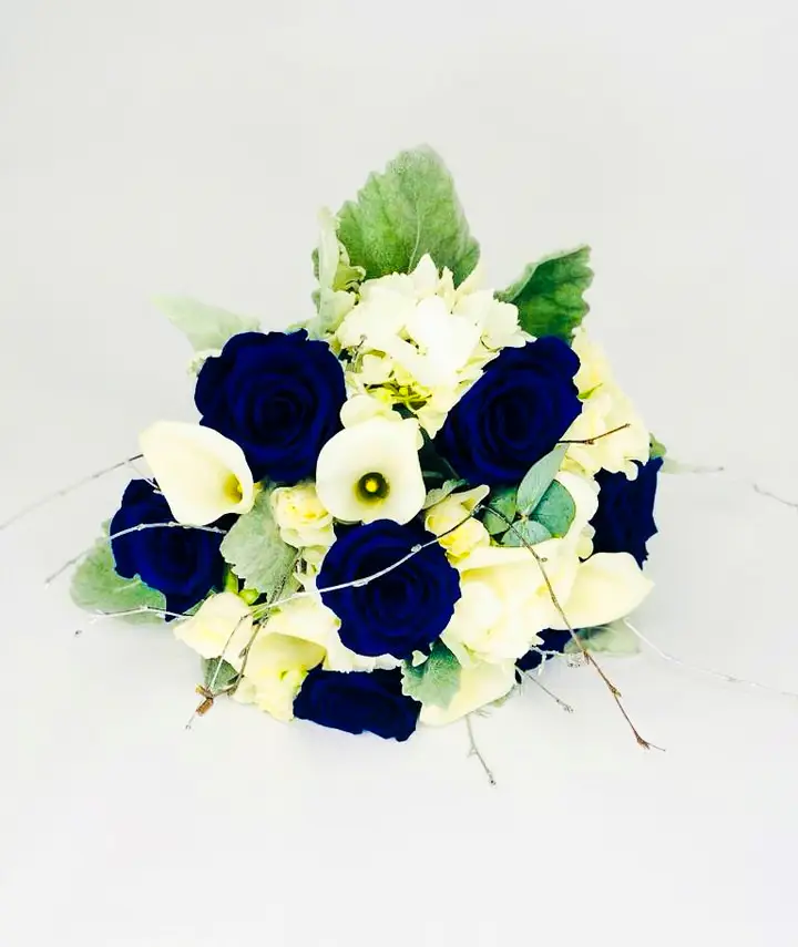 Blue White and Silver Bride Bouquet