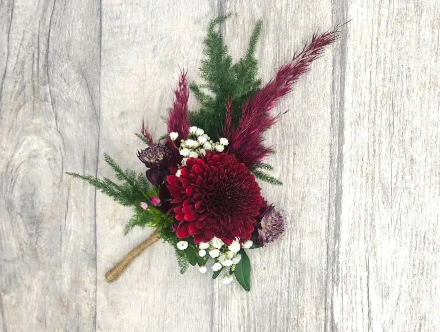 Fancy Groom Burgundy Buttoniere