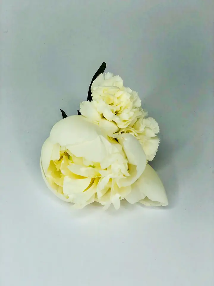 White Peony Groom Buttonhole