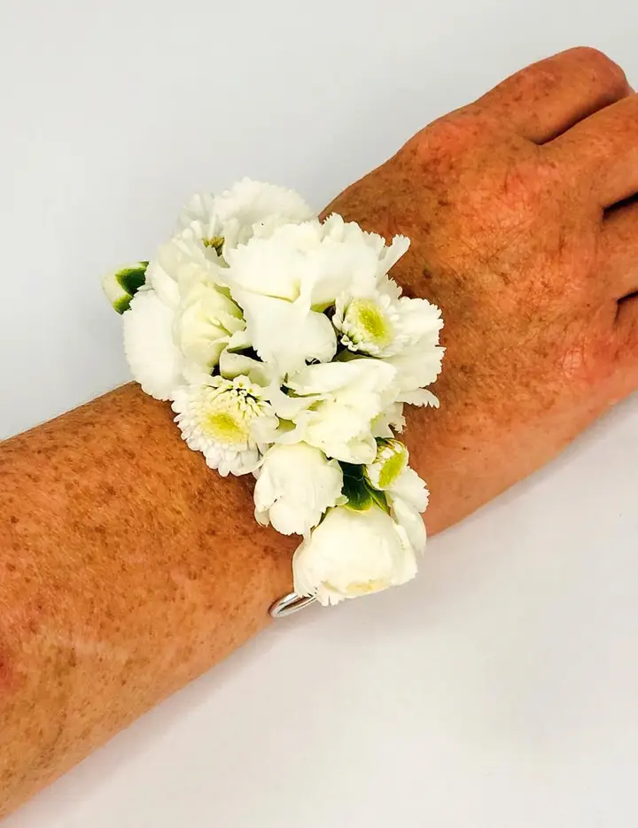 White Wrist Corsage for Mother of the Bride