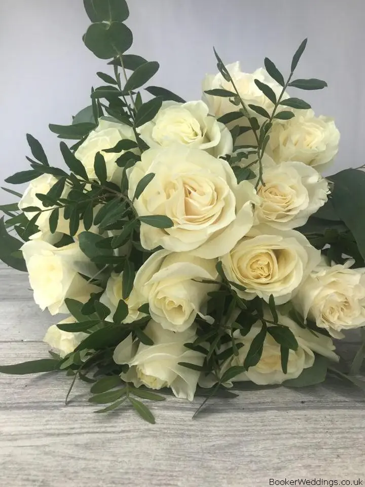 Bride White Rose Handtied Bouquet