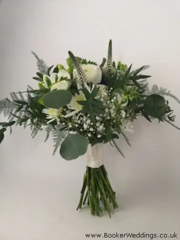 Bride White and Green Hand Tied