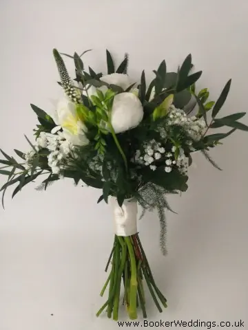 Bridesmaid White and Green Hand Tied
