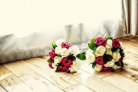 Cerise and Cream Rose Bridal Bouquets