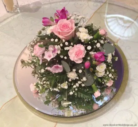 Pink and White Mirror Table Centrepiece Arrangement