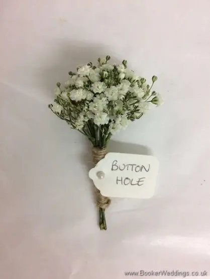 Twine tied gypsophila buttonhole