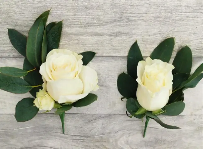 White Rose Groom and Best Man Wedding Buttonholes