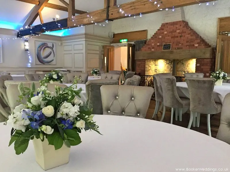 Table Centrepieces of Just Picked Wild Wedding Flowers at Allerton Manor Golf Club