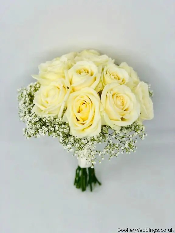 Bridesmaid White Roses and Gypsophila Bouquet
