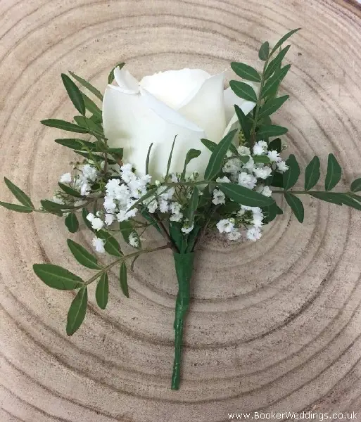 Groom Avalanche Rose and Gypsophila Buttonhole