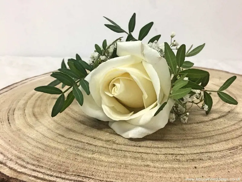 Groom Classic White Rose and Gyp Buttonhole