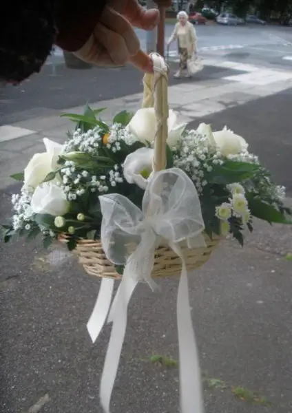All white Flowers Flower Girl Basket