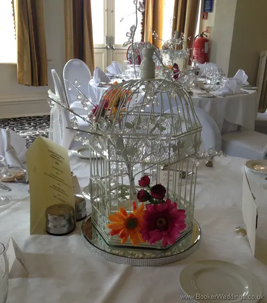 Vibrant Gerbera Bird Cage Table Centrepiece