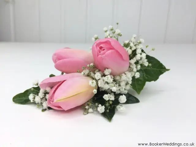 Pink and White Pin Corsage for Spring Wedding