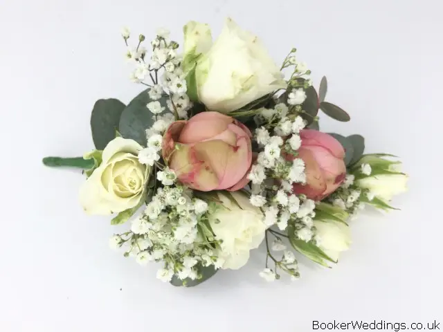 Mothers Pin Corsage of Pink and White Roses