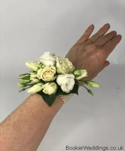 White Wrist Corsage for Mother of the Bride