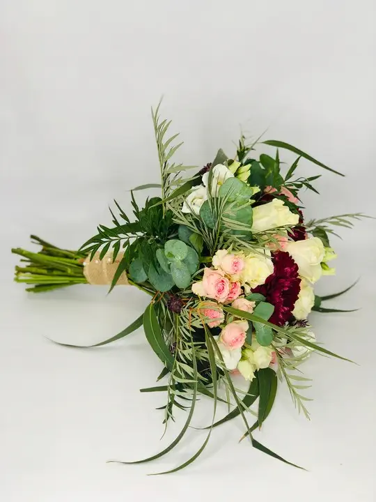 Burgundy Pink and White Bridal Bouquet