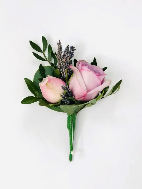 Lilac Rose Boutonniere with Lavender