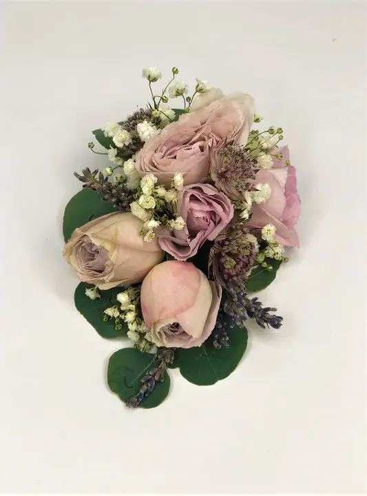 Lilac Rose and Lavender Corsage with Gypsophila