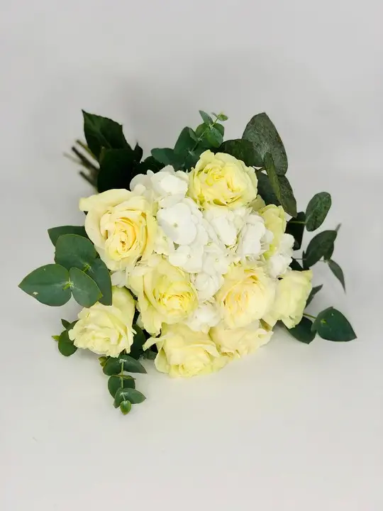 White Hydrangea and Rose Bridesmaid Bouquet