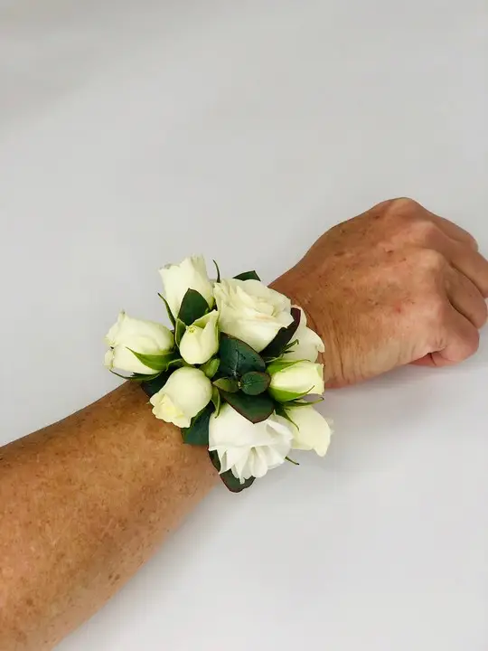 Wrist Corsage with White Spray Roses