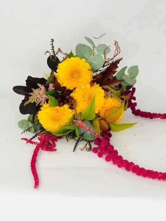Autumn Bridesmaid Bouquet with Trailing Amaranthus
