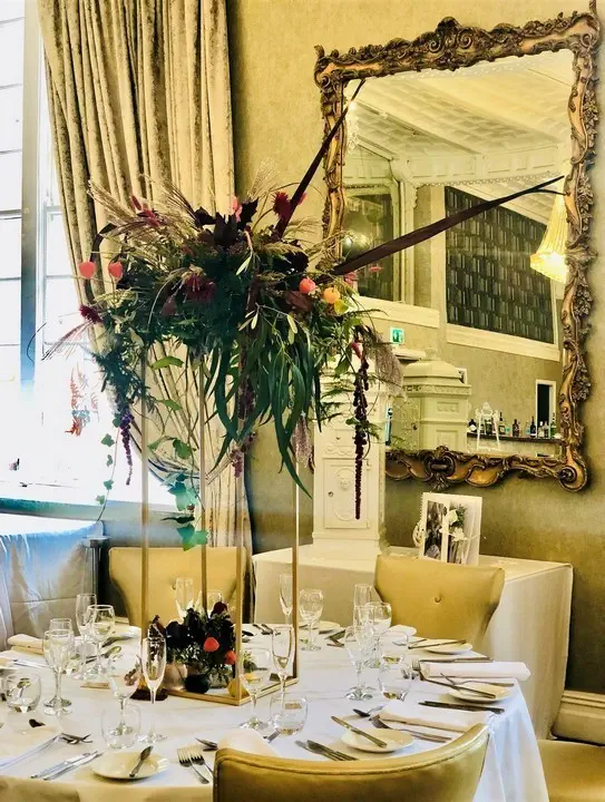 Autumn Inspired Tall Table Arrangement for Wedding