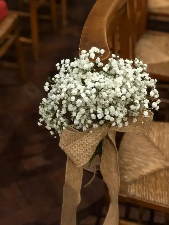 Gypsophila Pew Ends in Church