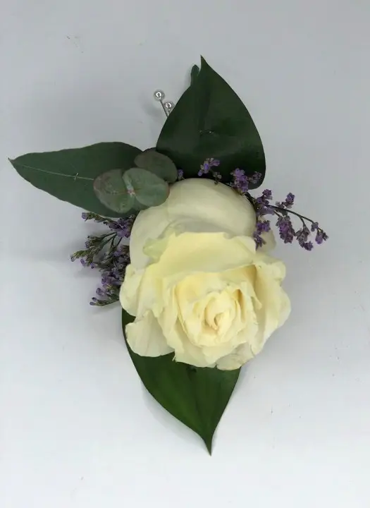 White Rose and Lilac Buttonhole for Groomsmen